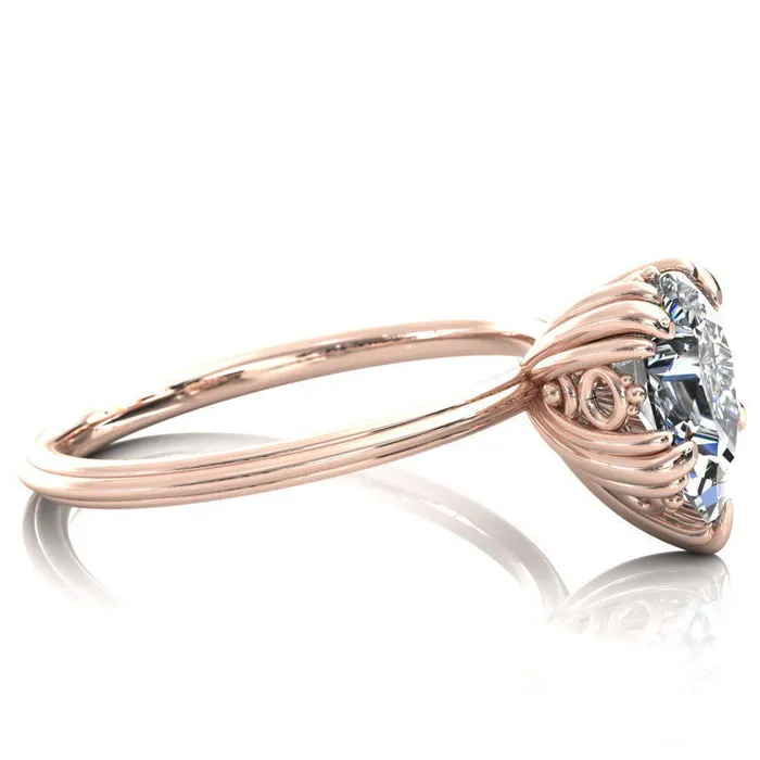 Rings Fire Brilliance Botticelli Pear Center Stone 5 Fancy Prongs Engagement Ring