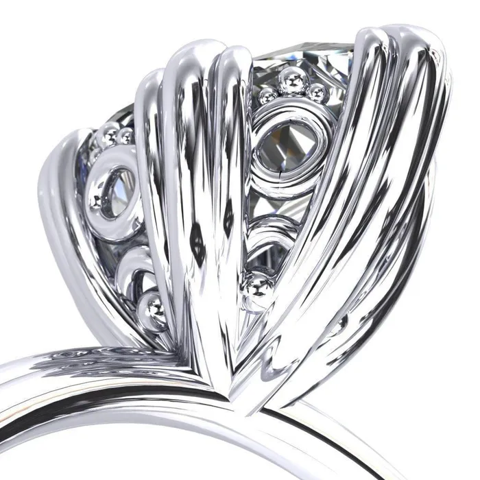 Rings Fire Brilliance Botticelli Pear Center Stone 5 Fancy Prongs Engagement Ring