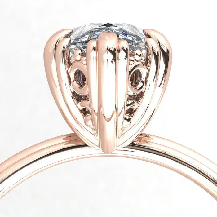 Rings Fire Brilliance Botticelli Pear Center Stone 5 Fancy Prongs Engagement Ring