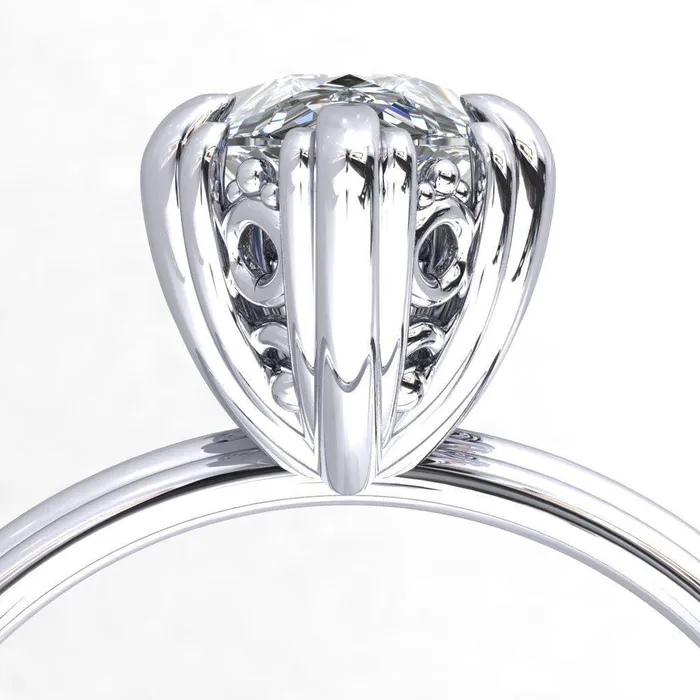 Rings Fire Brilliance Botticelli Pear Center Stone 5 Fancy Prongs Engagement Ring