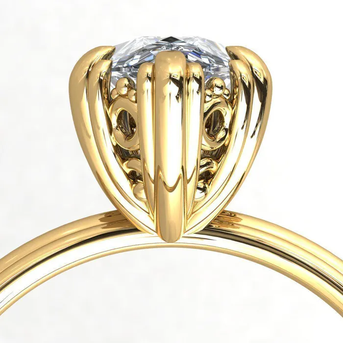 Rings Fire Brilliance Botticelli Pear Center Stone 5 Fancy Prongs Engagement Ring