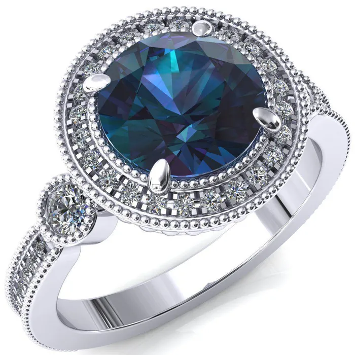 Rings Fire Brilliance Brachium Round Alexandrite 4 Claw Prong Diamond Halo 34 Micro Channel Engagement Ring Rings Fire Brilliance Brachium Round Alexandrite 4 Claw Prong Diamond Halo 34 Micro Channel Engagement Ring