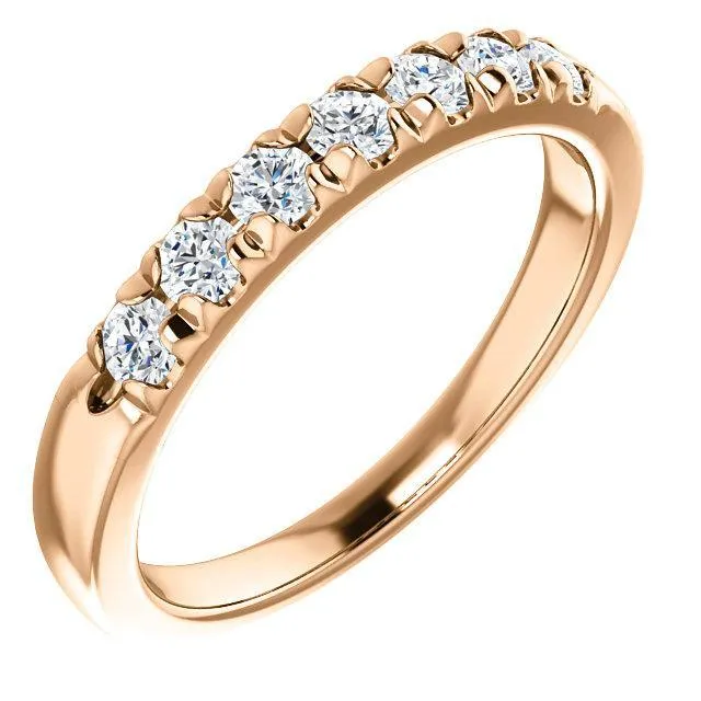 Rings Fire Brilliance Clover Round Moissanite French Pave Anniversary Band
