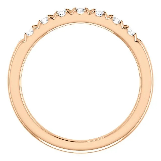 Rings Fire Brilliance Clover Round Moissanite French Pave Anniversary Band