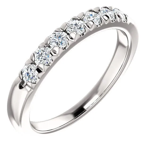 Rings Fire Brilliance Clover Round Moissanite French Pave Anniversary Band