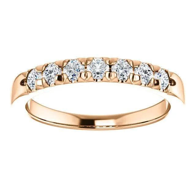 Rings Fire Brilliance Clover Round Moissanite French Pave Anniversary Band