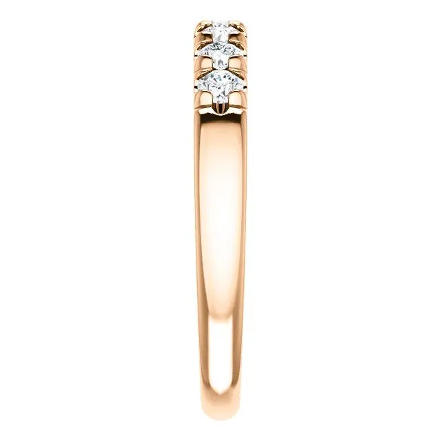 Rings Fire Brilliance Clover Round Moissanite French Pave Anniversary Band