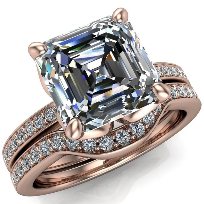 Rings Fire Brilliance Dalton Asscher Moissanite 4 Prong Engagement Ring Rings Fire Brilliance Dalton Asscher Moissanite 4 Prong Engagement Ring