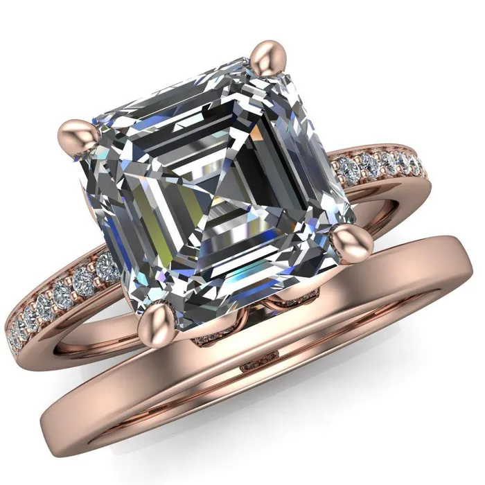Rings Fire Brilliance Dalton Asscher Moissanite 4 Prong Engagement Ring