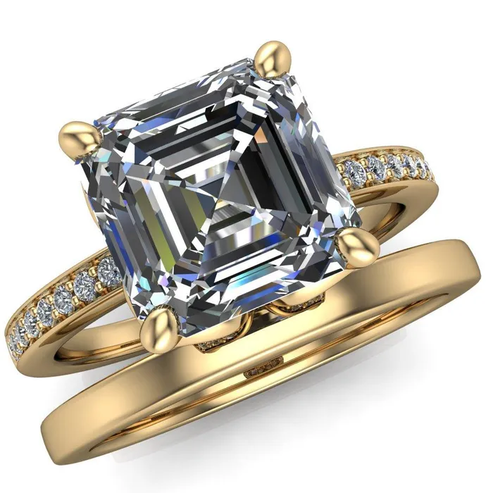 Rings Fire Brilliance Dalton Asscher Moissanite 4 Prong Engagement Ring