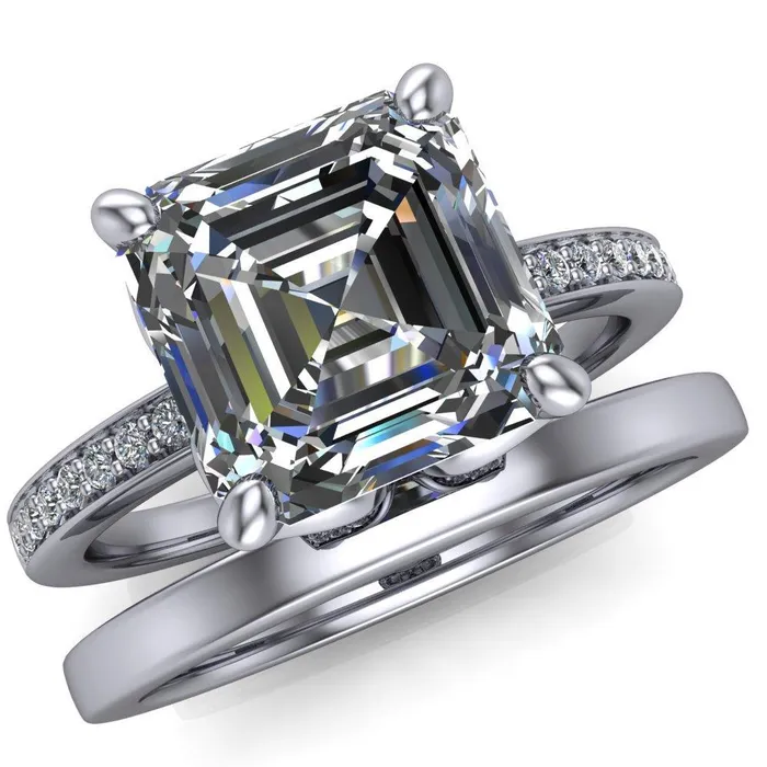 Rings Fire Brilliance Dalton Asscher Moissanite 4 Prong Engagement Ring