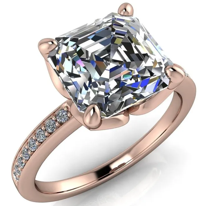 Rings Fire Brilliance Dalton Asscher Moissanite 4 Prong Engagement Ring