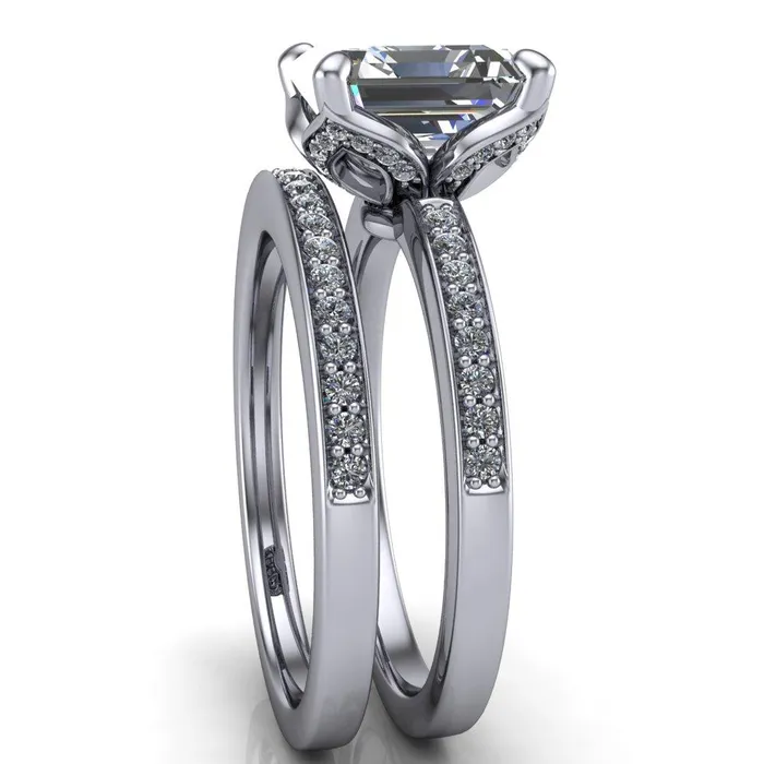 Rings Fire Brilliance Dalton Asscher Moissanite 4 Prong Engagement Ring