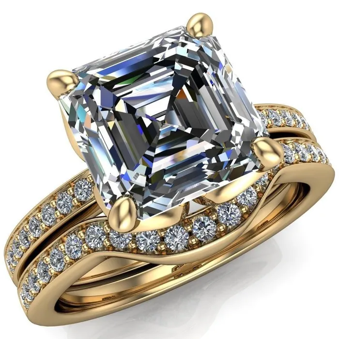 Rings Fire Brilliance Dalton Asscher Moissanite 4 Prong Engagement Ring