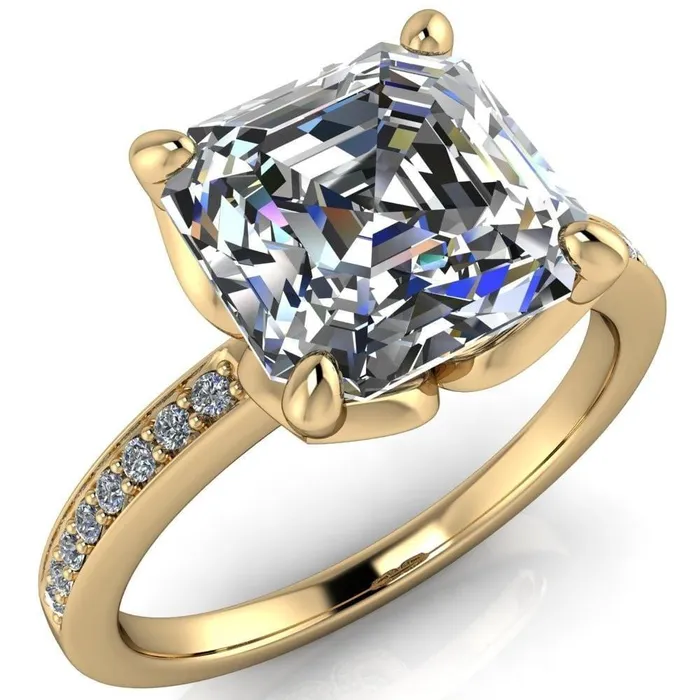 Rings Fire Brilliance Dalton Asscher Moissanite 4 Prong Engagement Ring