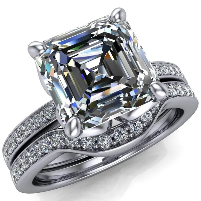 Rings Fire Brilliance Dalton Asscher Moissanite 4 Prong Engagement Ring