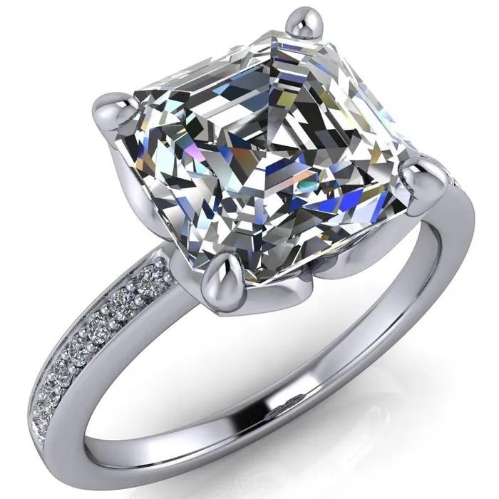 Rings Fire Brilliance Dalton Asscher Moissanite 4 Prong Engagement Ring