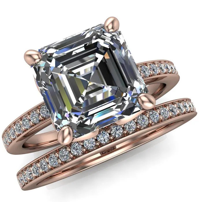 Rings Fire Brilliance Dalton Asscher Moissanite 4 Prong Engagement Ring
