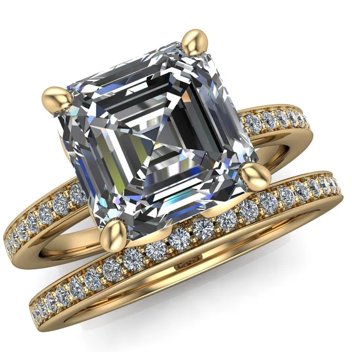 Rings Fire Brilliance Dalton Asscher Moissanite 4 Prong Engagement Ring
