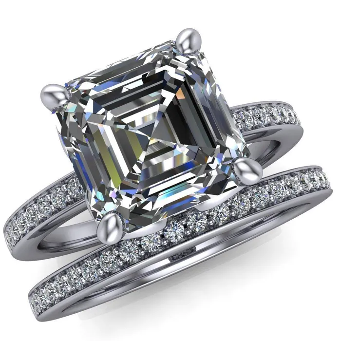 Rings Fire Brilliance Dalton Asscher Moissanite 4 Prong Engagement Ring