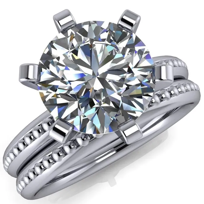 Rings Fire Brilliance Eleonor Round Center Stone Timeless 6 Prong Milgrain Solitaire Ring Rings Fire Brilliance Eleonor Round Center Stone Timeless 6 Prong Milgrain Solitaire Ring