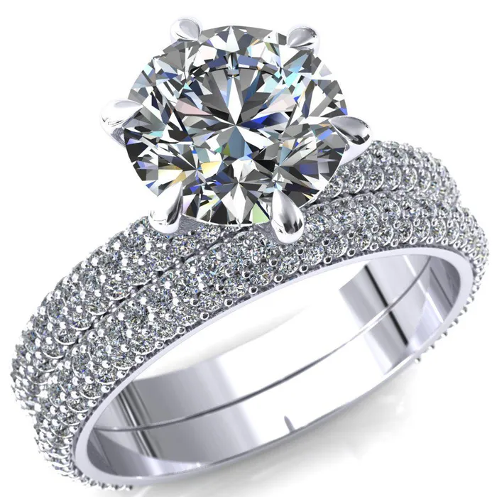 Rings Fire Brilliance Elley Round LabGrown Diamond Center Stone 6 Claw Prong Diamond Accent Engagement Ring Rings Fire Brilliance Elley Round LabGrown Diamond Center Stone 6 Claw Prong Diamond Accent Engagement Ring