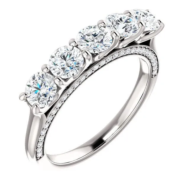 Rings Fire Brilliance Estella Round Moissanite 12 Eternity Accent Diamonds Anniversary Band Rings Fire Brilliance Estella Round Moissanite 12 Eternity Accent Diamonds Anniversary Band