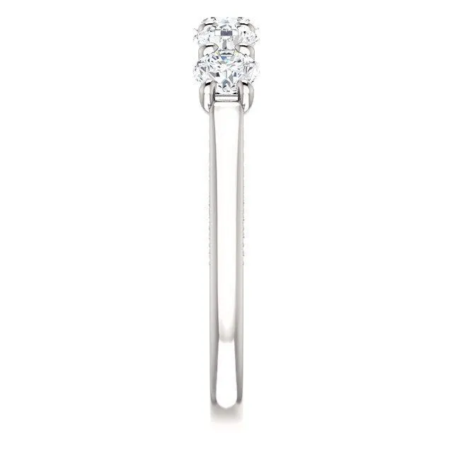 Rings Fire Brilliance Estella Round Moissanite 12 Eternity Accent Diamonds Anniversary Band