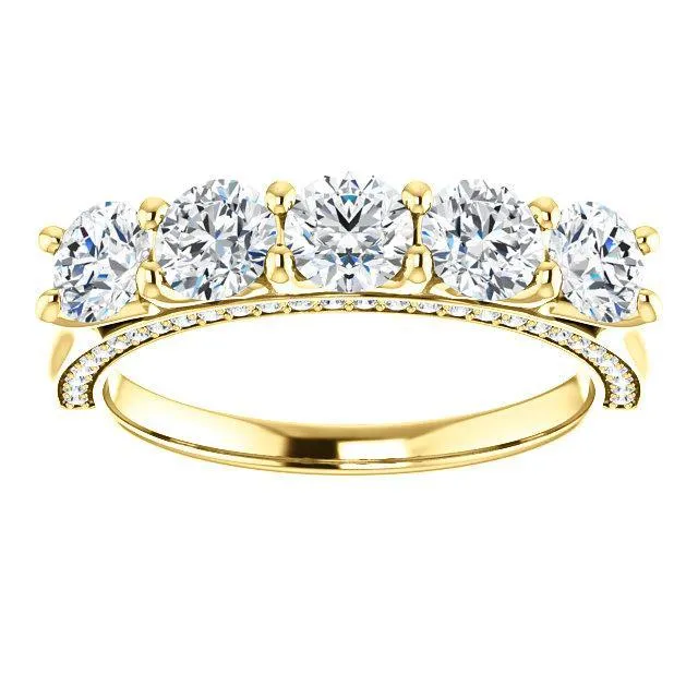 Rings Fire Brilliance Estella Round Moissanite 12 Eternity Accent Diamonds Anniversary Band