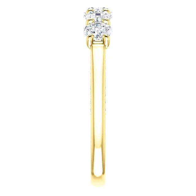 Rings Fire Brilliance Estella Round Moissanite 12 Eternity Accent Diamonds Anniversary Band