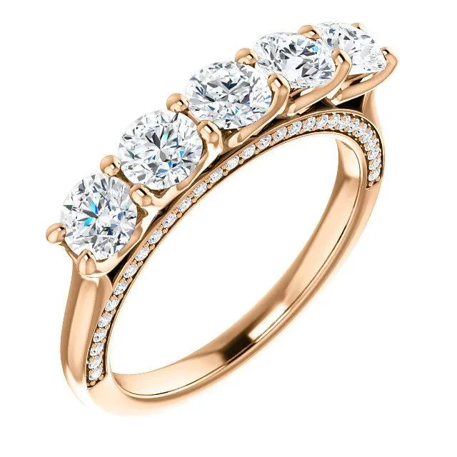 Rings Fire Brilliance Estella Round Moissanite 12 Eternity Accent Diamonds Anniversary Band