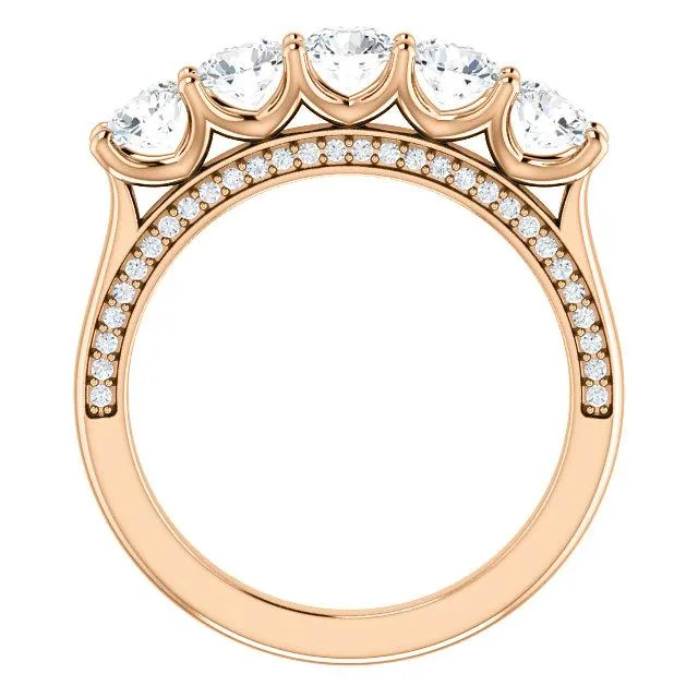 Rings Fire Brilliance Estella Round Moissanite 12 Eternity Accent Diamonds Anniversary Band