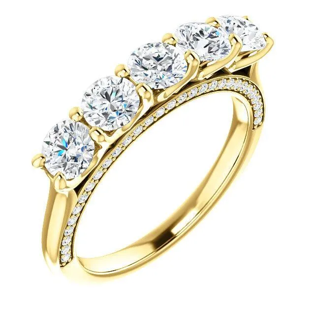 Rings Fire Brilliance Estella Round Moissanite 12 Eternity Accent Diamonds Anniversary Band