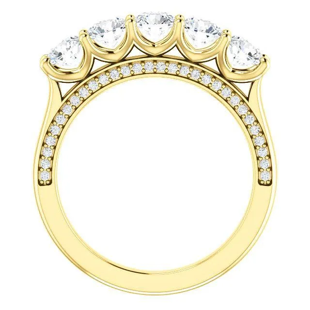 Rings Fire Brilliance Estella Round Moissanite 12 Eternity Accent Diamonds Anniversary Band
