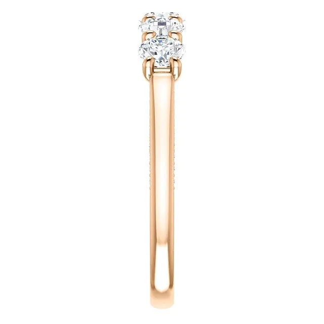 Rings Fire Brilliance Estella Round Moissanite 12 Eternity Accent Diamonds Anniversary Band