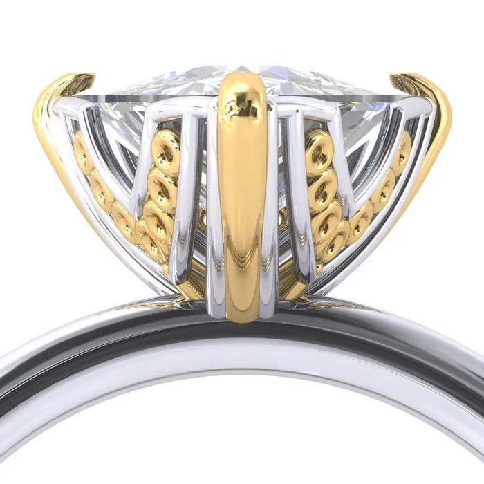 Rings Fire Brilliance Izabel Trillion Moissanite 3 Prong Engagement Ring