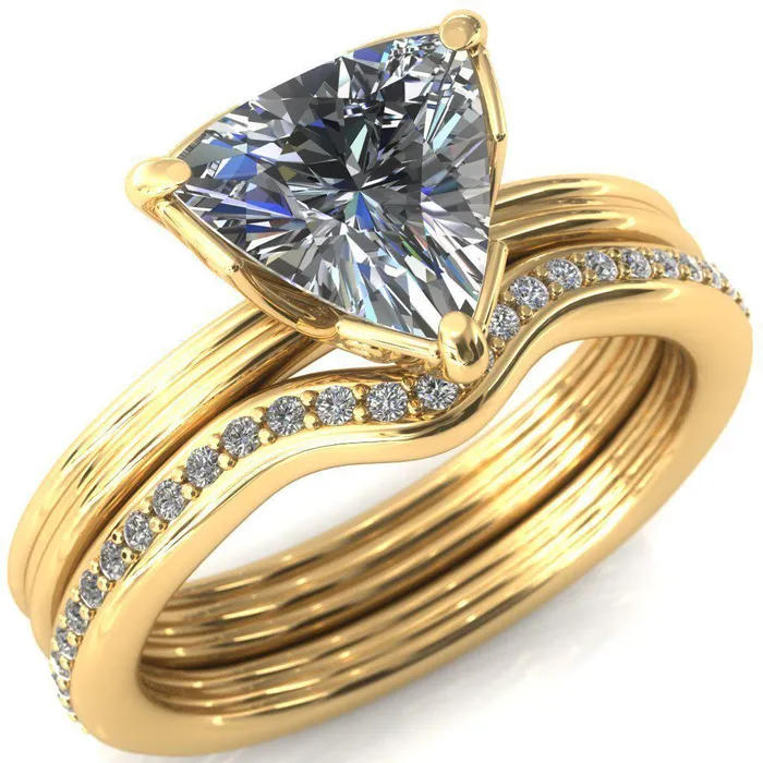 Rings Fire Brilliance Izabel Trillion Moissanite 3 Prong Engagement Ring