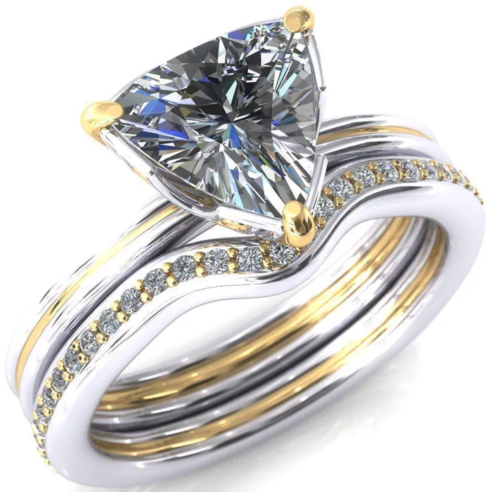 Rings Fire Brilliance Izabel Trillion Moissanite 3 Prong Engagement Ring