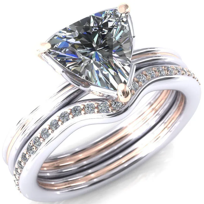 Rings Fire Brilliance Izabel Trillion Moissanite 3 Prong Engagement Ring