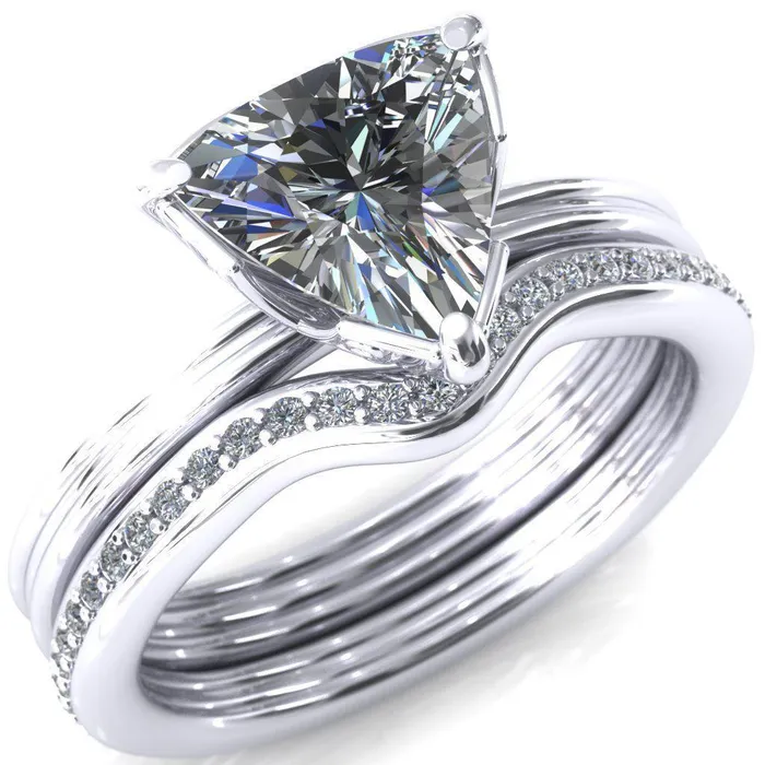 Rings Fire Brilliance Izabel Trillion Moissanite 3 Prong Engagement Ring