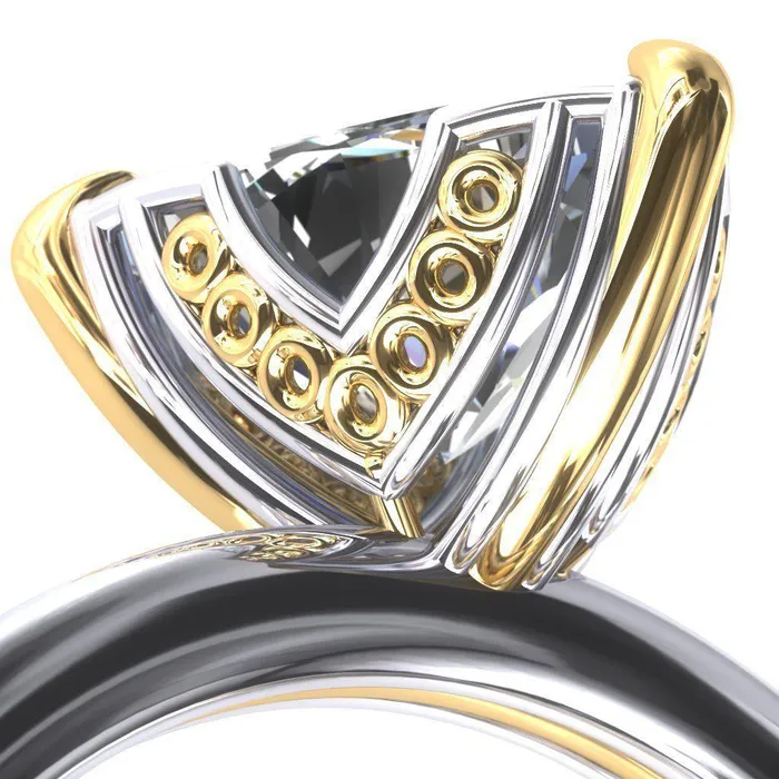 Rings Fire Brilliance Izabel Trillion Moissanite 3 Prong Engagement Ring