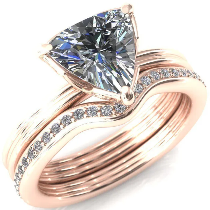 Rings Fire Brilliance Izabel Trillion Moissanite 3 Prong Engagement Ring