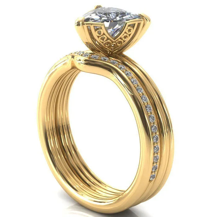 Rings Fire Brilliance Izabel Trillion Moissanite 3 Prong Engagement Ring