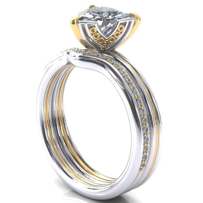 Rings Fire Brilliance Izabel Trillion Moissanite 3 Prong Engagement Ring