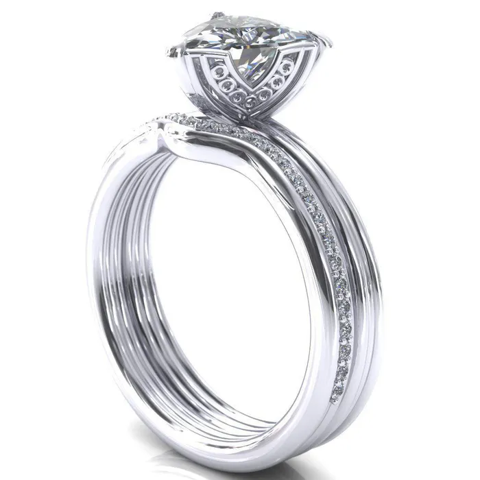 Rings Fire Brilliance Izabel Trillion Moissanite 3 Prong Engagement Ring