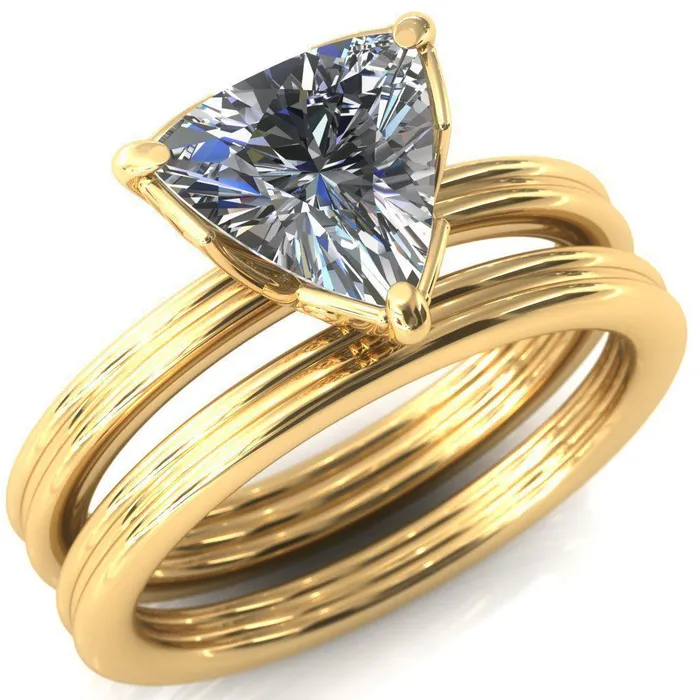 Rings Fire Brilliance Izabel Trillion Moissanite 3 Prong Engagement Ring