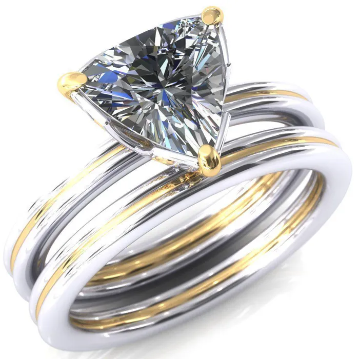 Rings Fire Brilliance Izabel Trillion Moissanite 3 Prong Engagement Ring