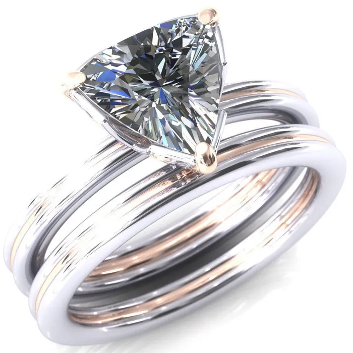 Rings Fire Brilliance Izabel Trillion Moissanite 3 Prong Engagement Ring