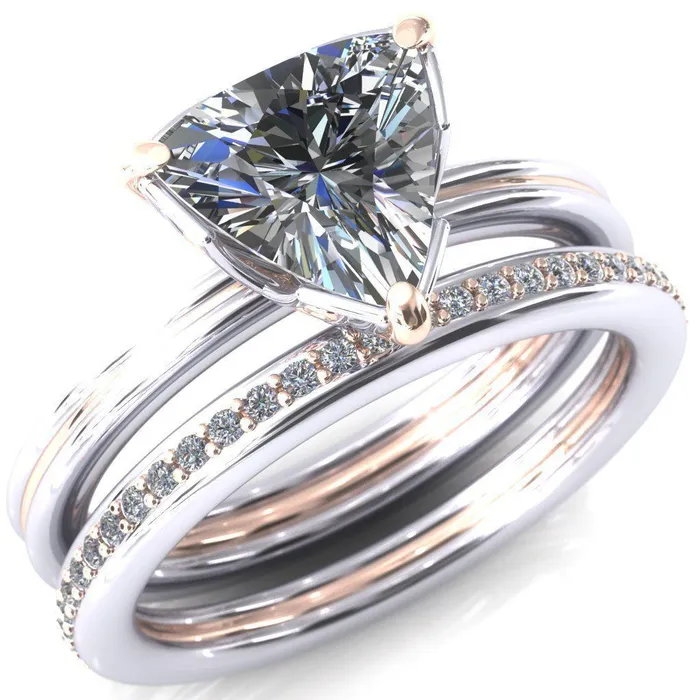 Rings Fire Brilliance Izabel Trillion Moissanite 3 Prong Engagement Ring