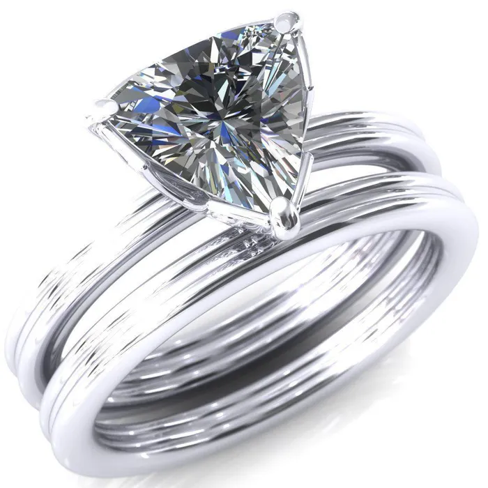 Rings Fire Brilliance Izabel Trillion Moissanite 3 Prong Engagement Ring